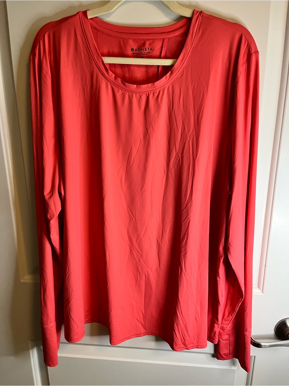 Athleta Bright Coral Long-Sleeve Performance Tee